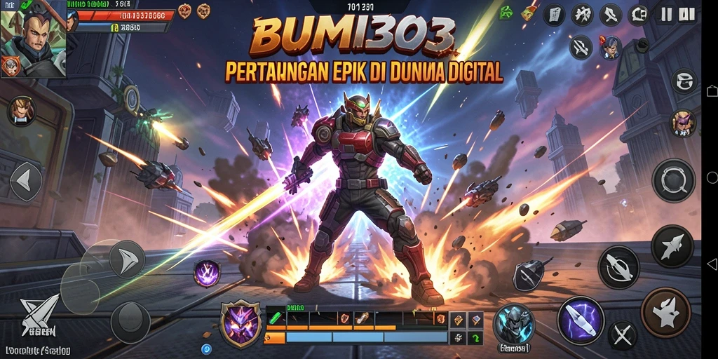 Tangkapan layar BUMI303 menampilkan aksi pertarungan yang mendebarkan dengan karakter yang berbeda.