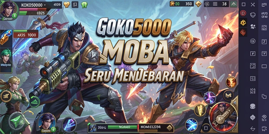 Screenshot gameplay MOBA KOKO5000 yang mendebarkan.