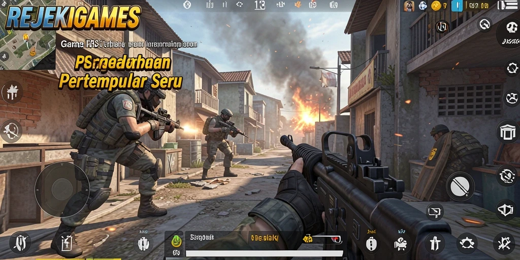 Screenshot gameplay REJEKIGAMES dengan aksi tembak-menembak yang seru.
