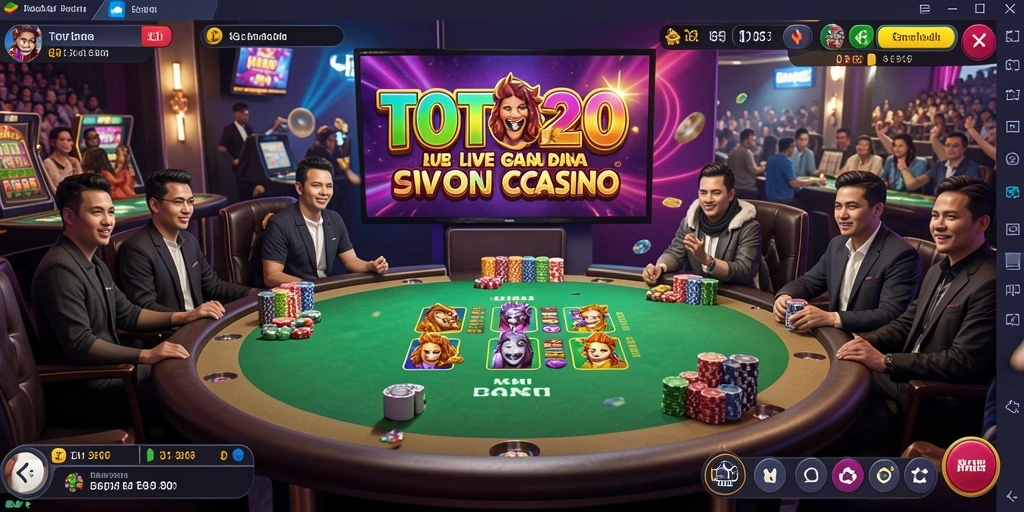 Screenshot gameplay TOTO20 menampilkan dealer langsung dan interaksi pemain.