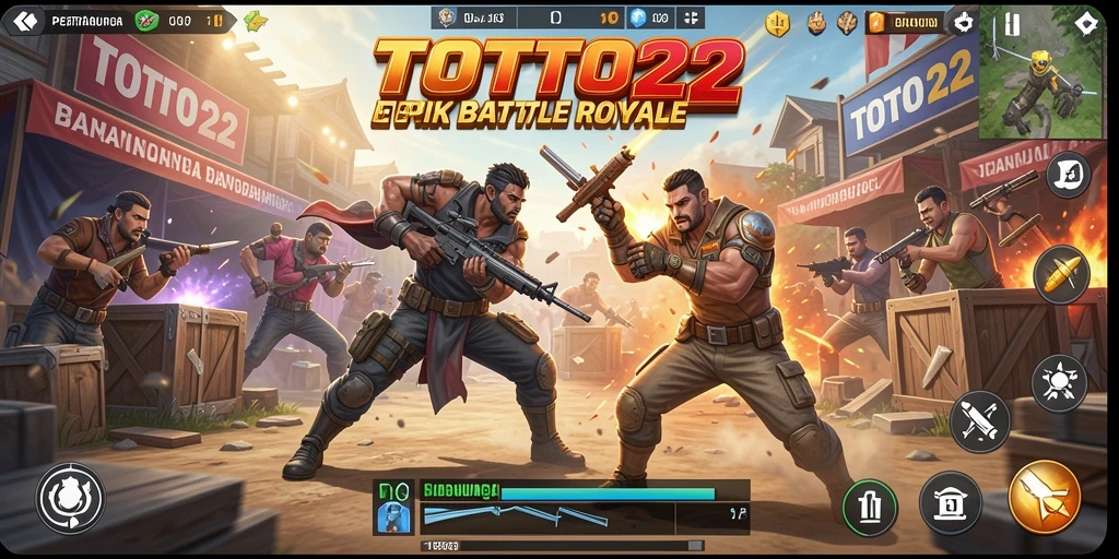 Tampilan gameplay TOTO22 yang dinamis dan seru dalam pertarungan Battle Royale.