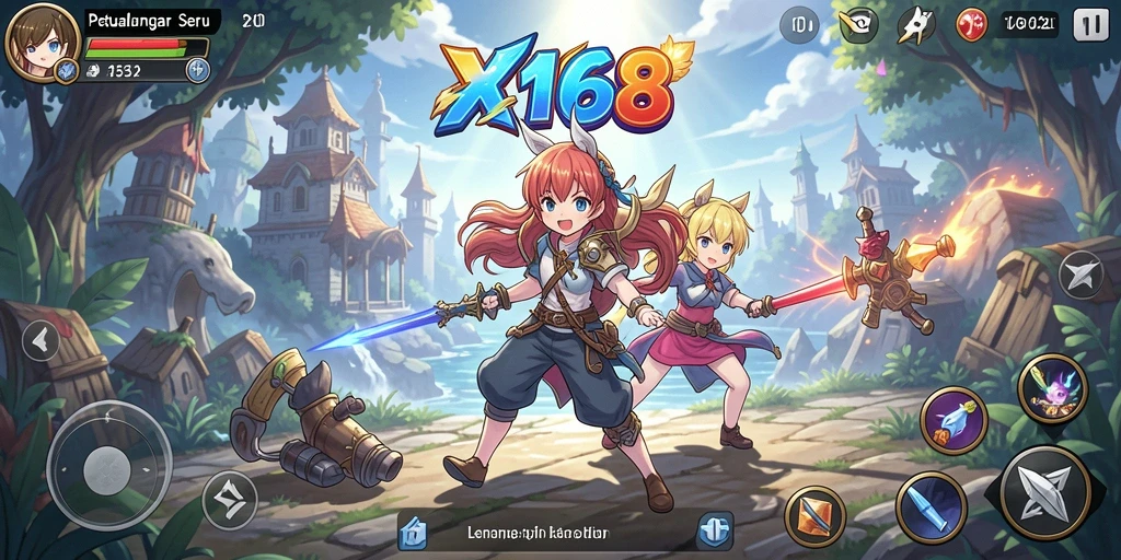 Tampilan gameplay X168 dengan aksi anime yang menakjubkan.